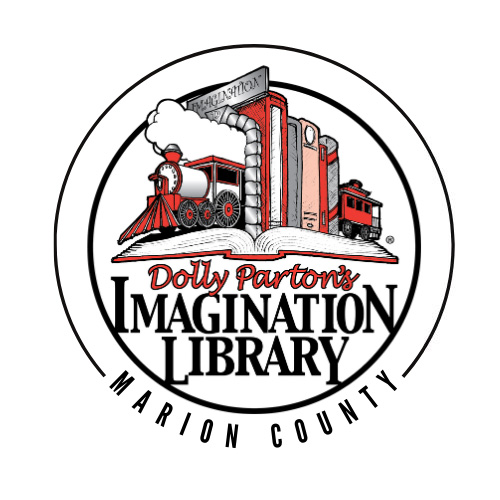 dolly parton imagination logo with a train and book