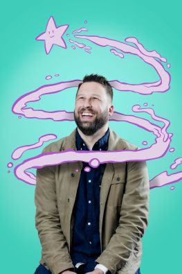 Wes Molebash author with a purple star stream around him