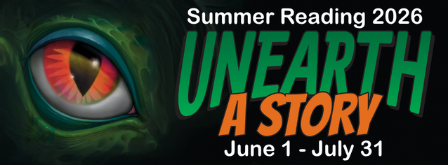 dinosaur eye with Unearth a story logo
