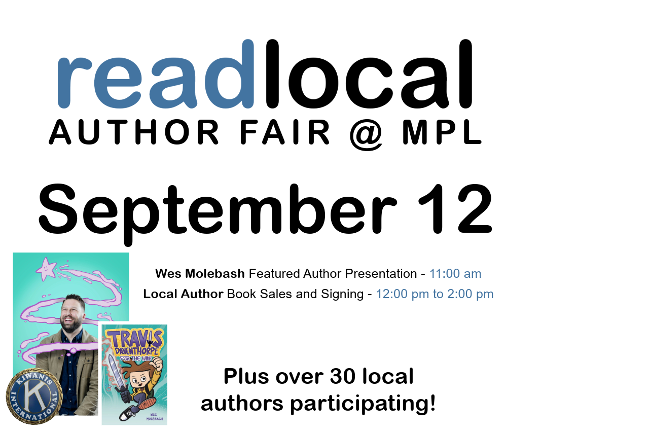 the words Read local author fair on a white background
